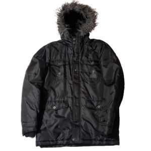 LRG Boy’s Graphic Black Parka with Faux Fur Hood